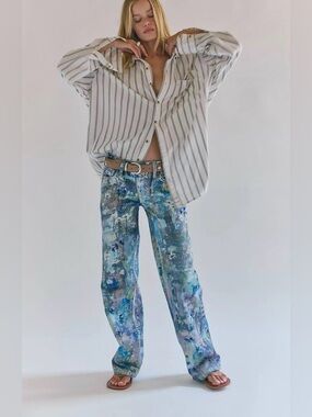 We The Free Floral Canvas Jeans